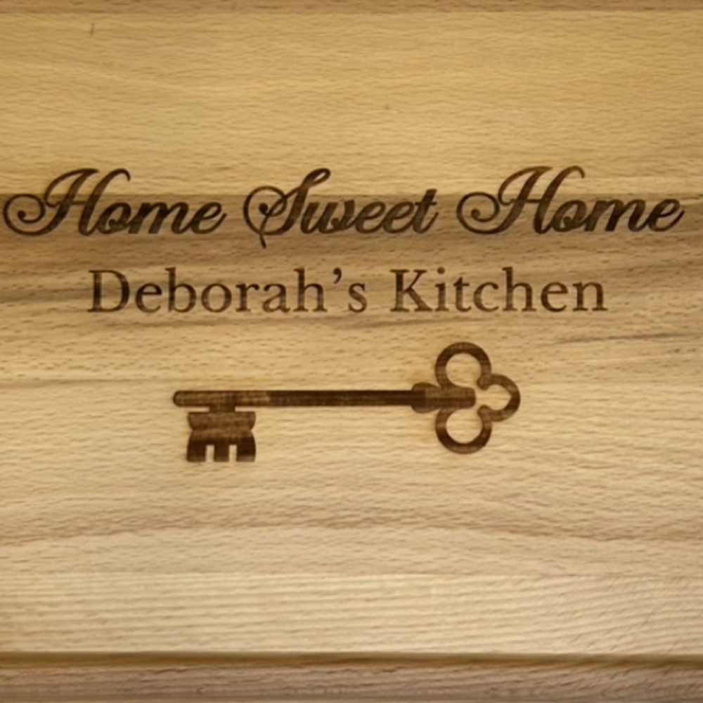 Key To Our Home Personalized Hardwood Cutting Board- 12x17 - name DEBORAH